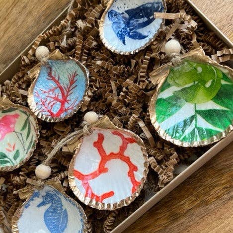 Coastal Mini Shell Ornament Gift Set – Handcrafted Seashell Decor