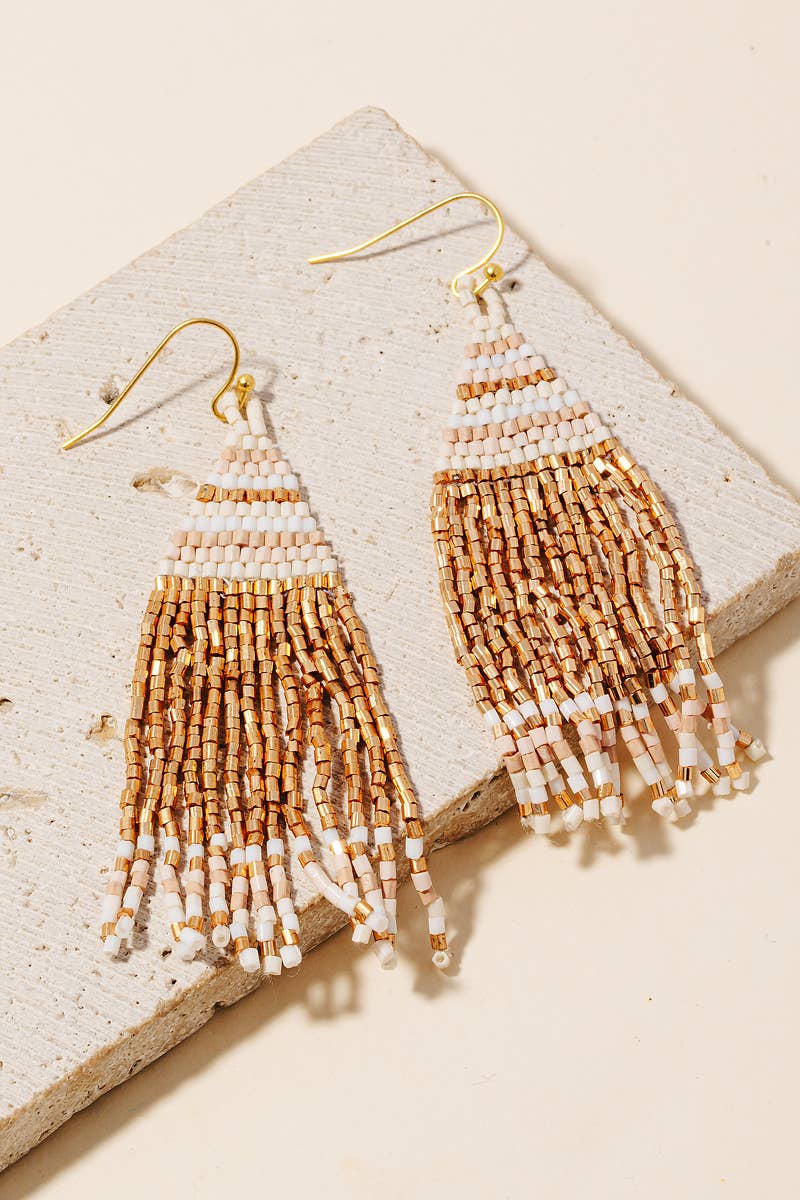Western Seed Beaded Fringe Earrings
