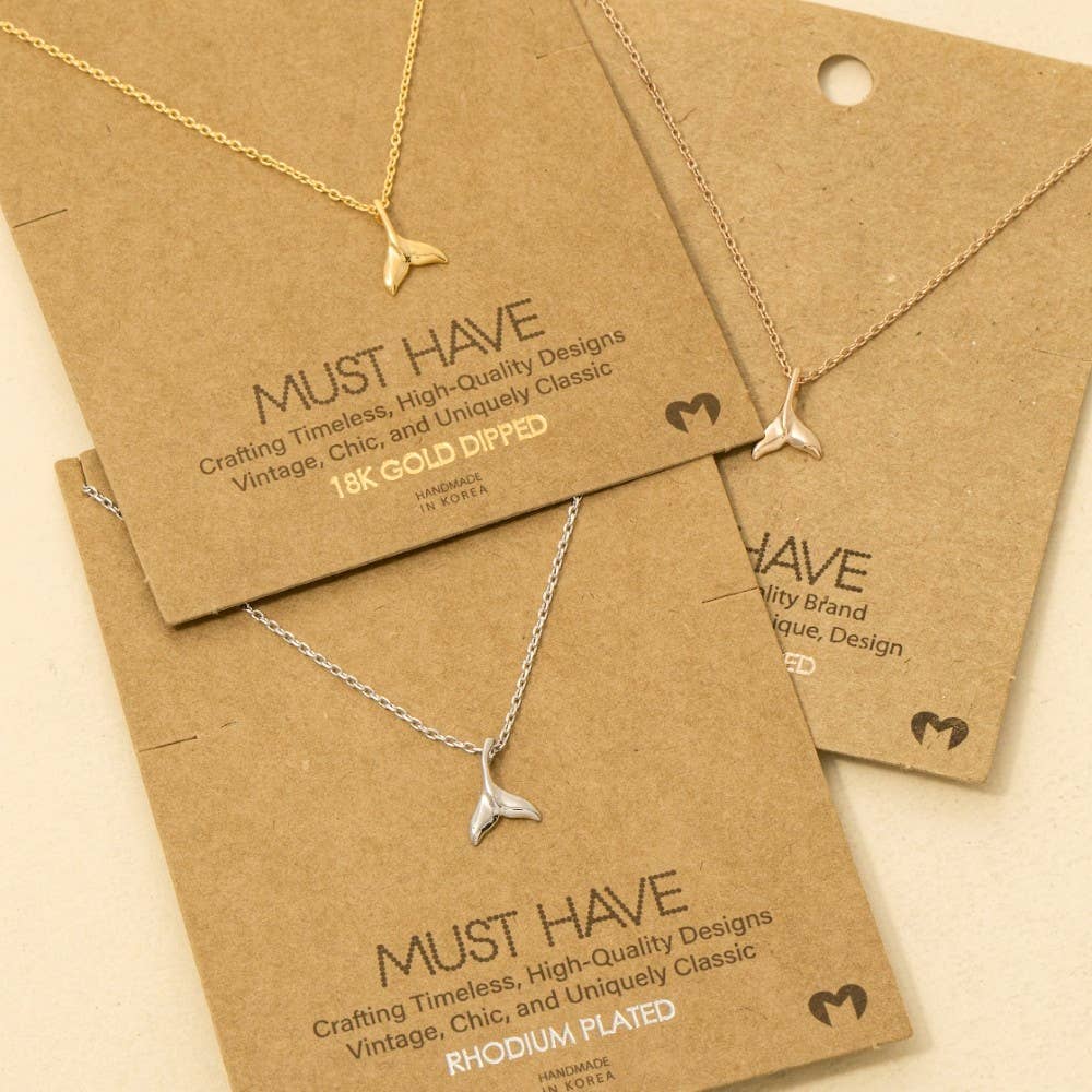 Gold Dipped Whale Tail Pendant Necklace