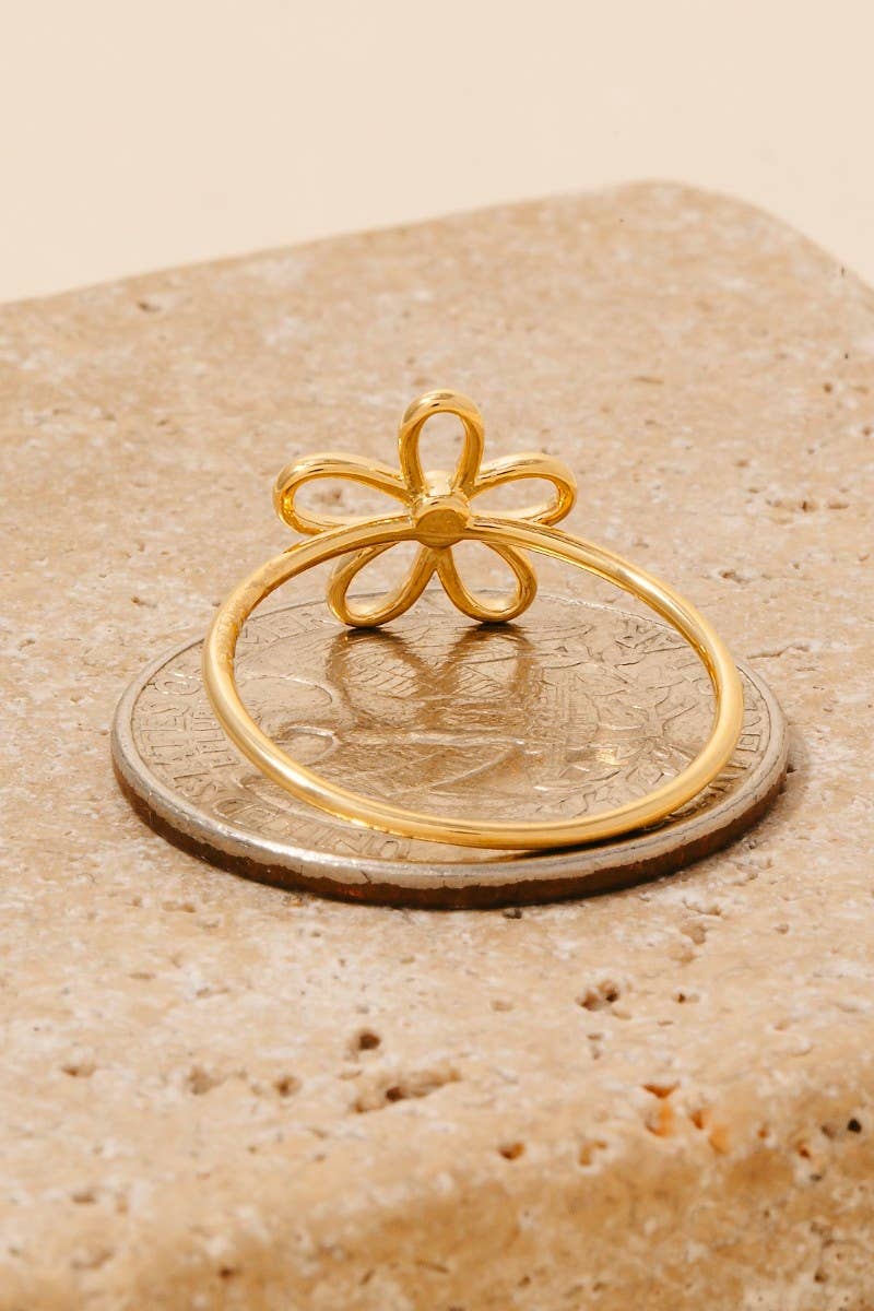 Wire Flower Dainty Band Ring