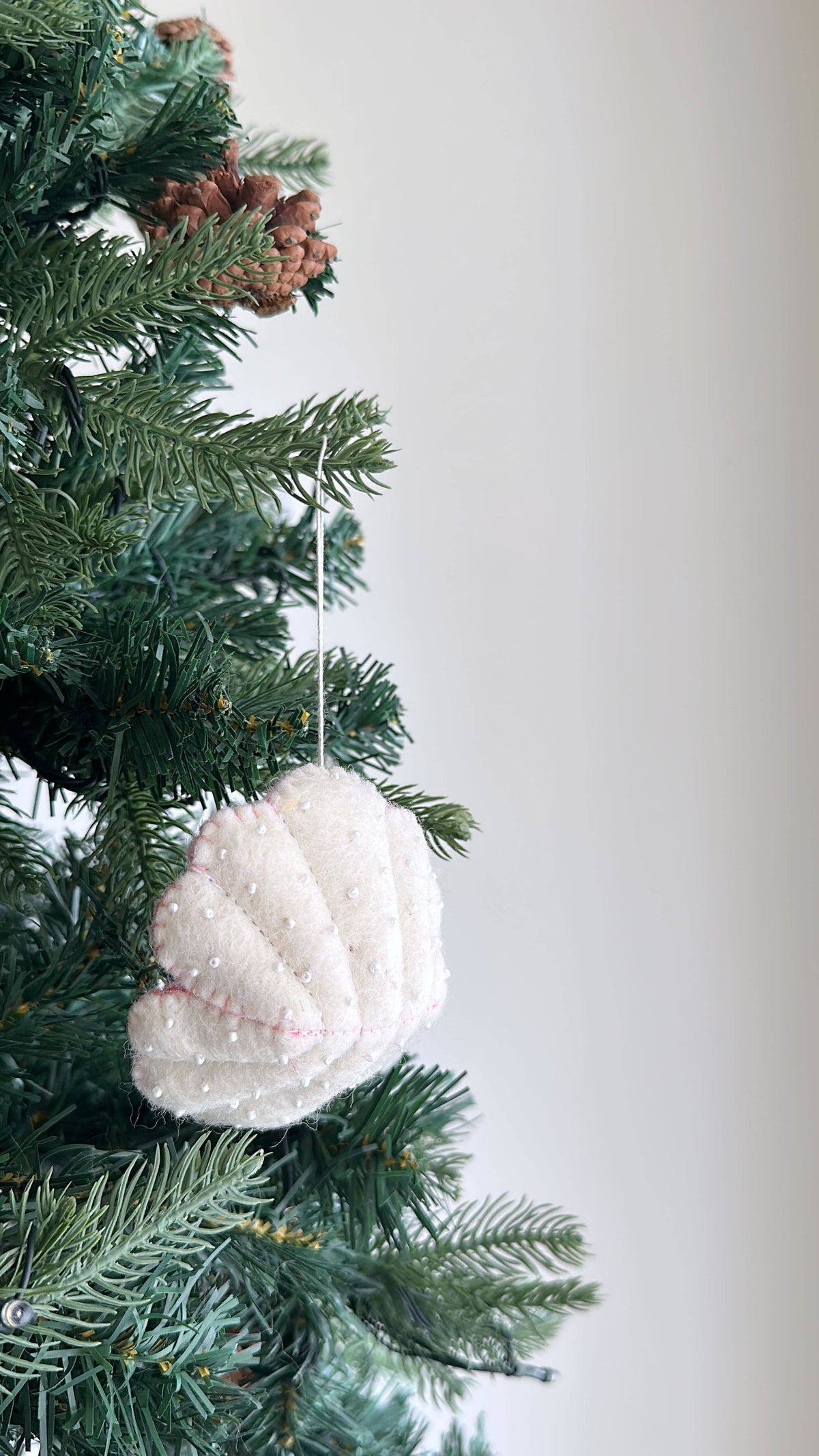 Felt White Sea Life Ornament - Scallop, Seahorse, or Jellyfish
