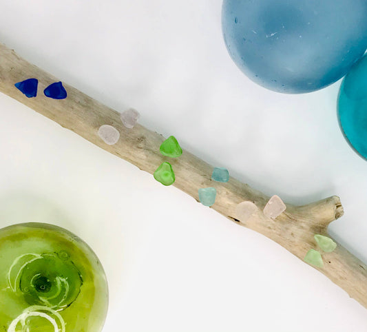 Salted Drops Sea Glass Stud Earrings: Carded on brown cardstock