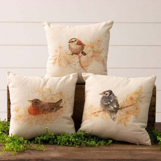 Pillows - Sepia Birds in Nests