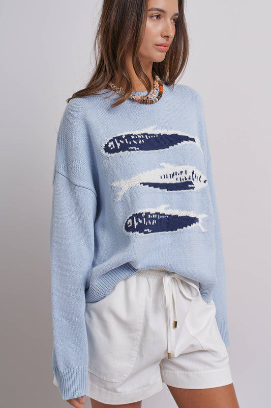 Seaside Sardine Oversized Summer Knit Sweater