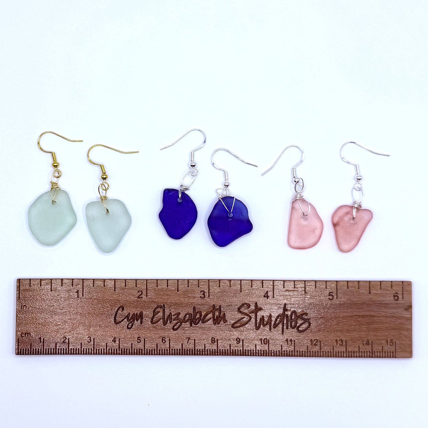 Salt & Story Sea Glass Earrings: Carded on brown cardstock / Silver only (.925 Sterling)