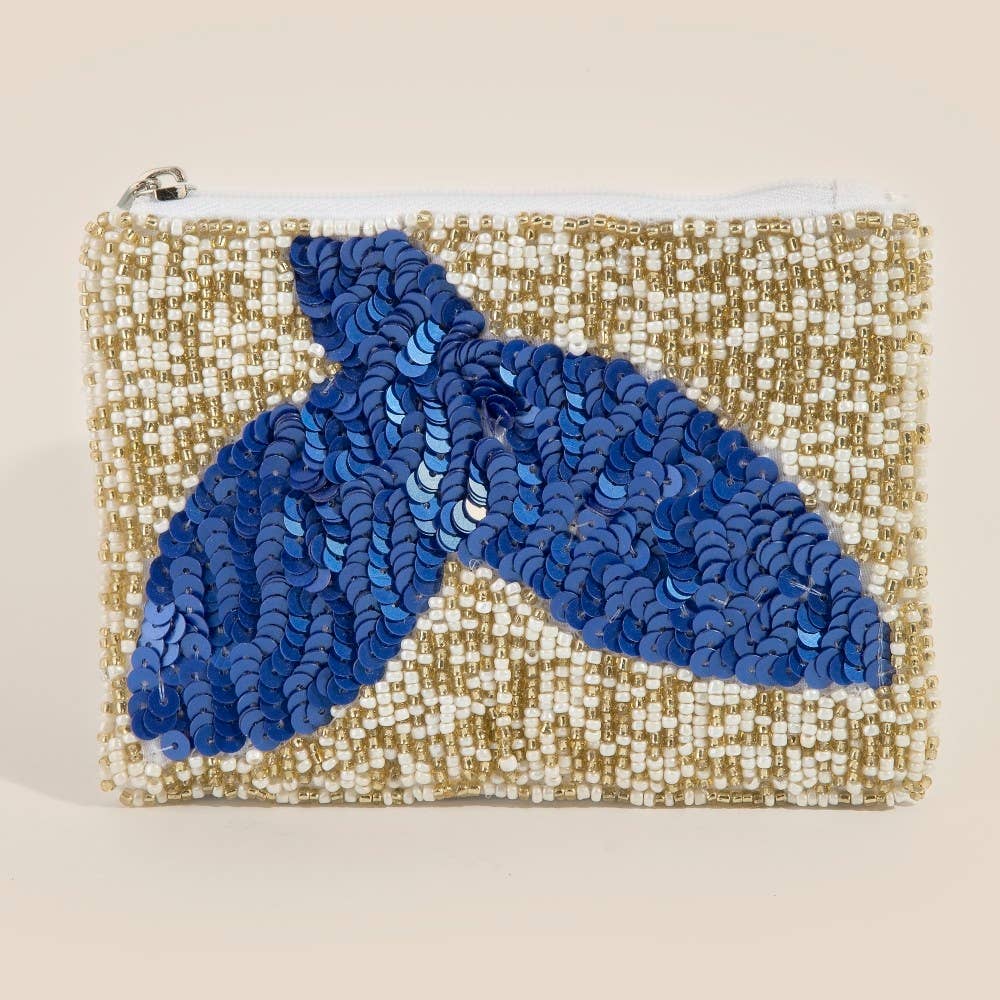 Sequin Whale Tale Seed Beaded Coin Purse