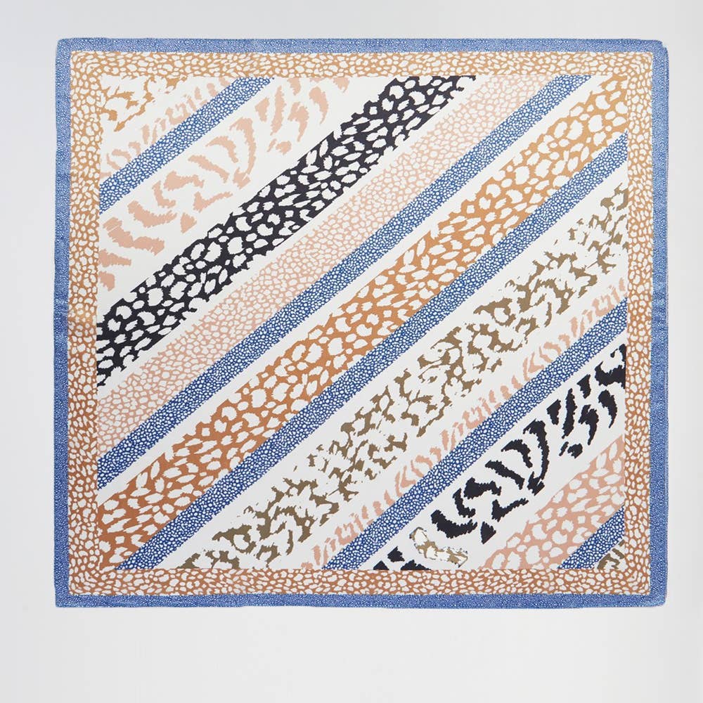 Striped Animal Print Square Bandana Scarf