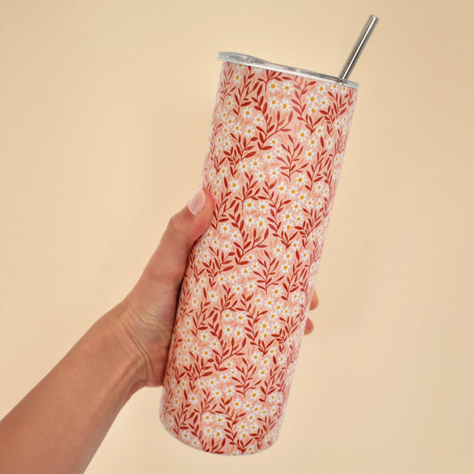 Pink Daisy 20oz Stainless Steel Skinny Tumbler
