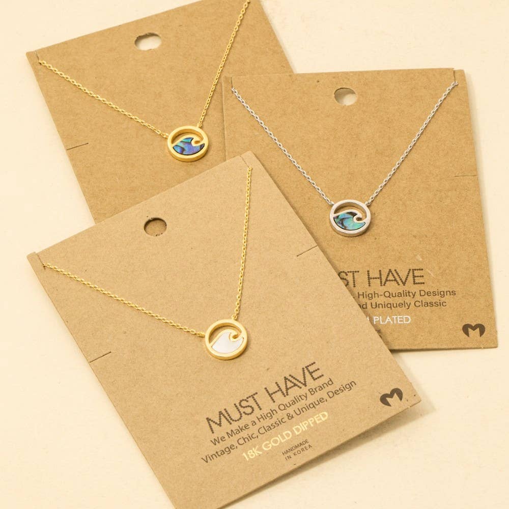 Wave Coin Pendant Necklace