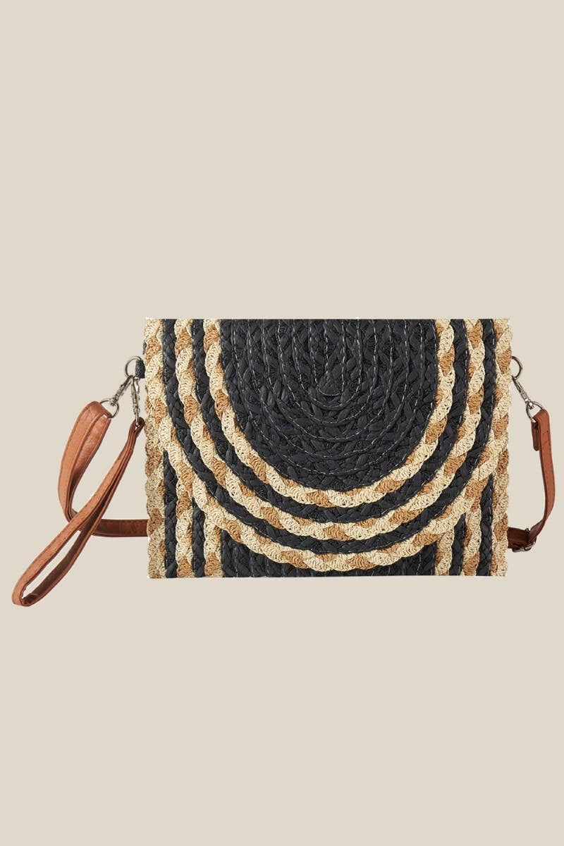 Floral Detail Pattern Envelope Crossbody Bag: Taupe