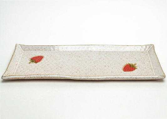 Strawberry Pattern 12" Handmade Ceramic White Platter