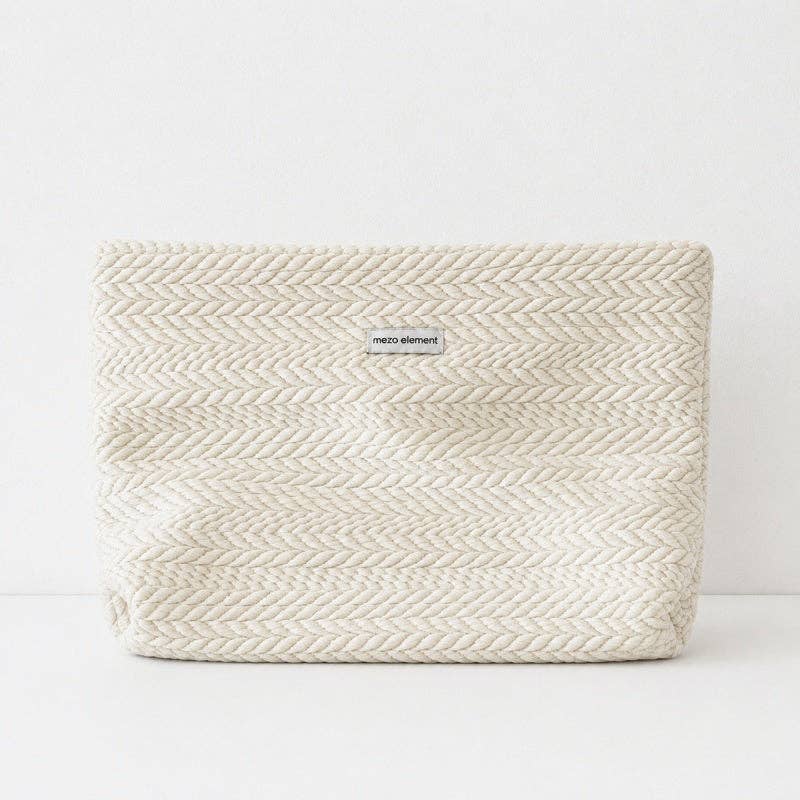 Woven Pattern Cosmetic Bag - Aesthetic Large Storage Pouch