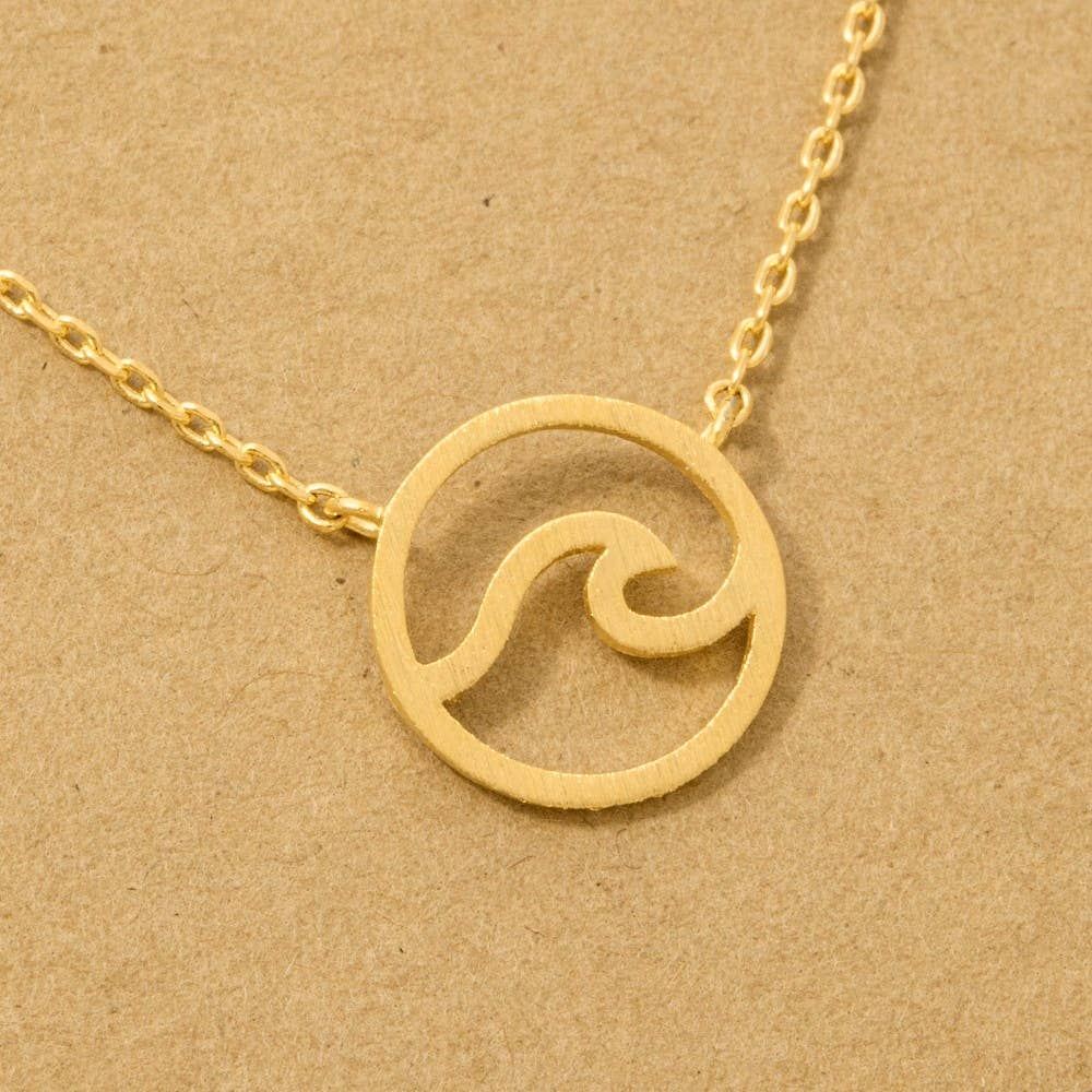 Wave Cutout Coin Pendant Necklace