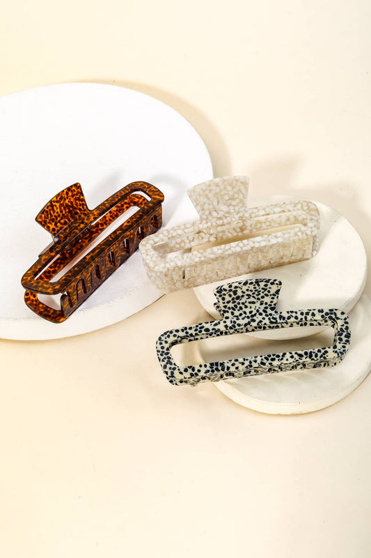 Assorted Acetate Pattern Rectangle Hair Claw Set
