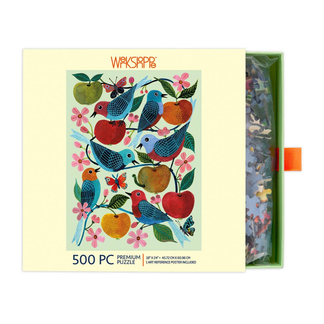 Apple Orchard 500 Piece Puzzle, Spring Bird Floral Gift