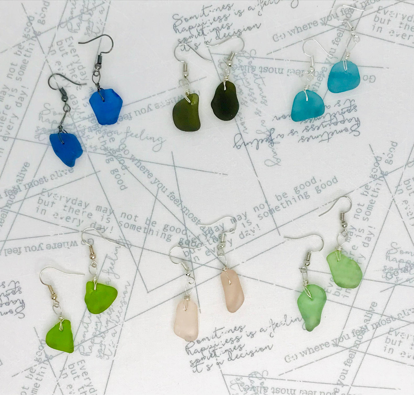 Salt & Story Sea Glass Earrings: Carded on brown cardstock / Silver only (.925 Sterling)