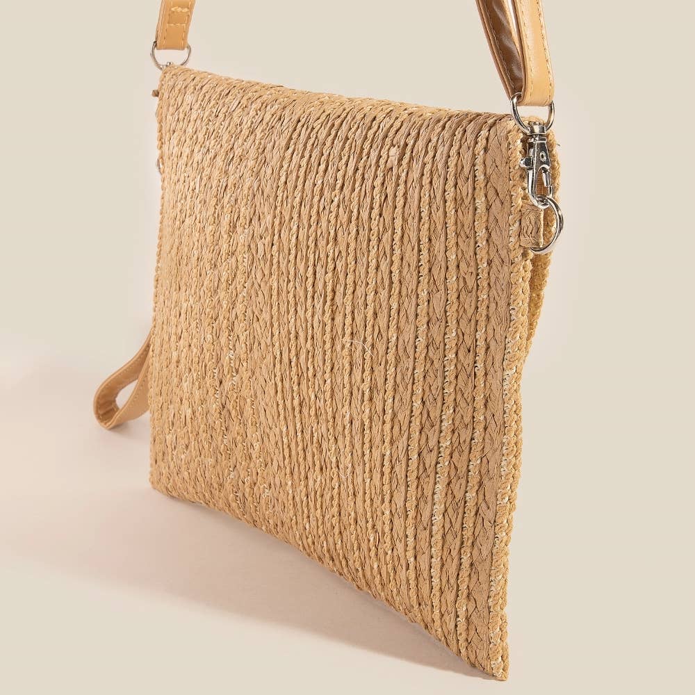 Round Flap Intricate Paper Woven Envelope Clutch Bag