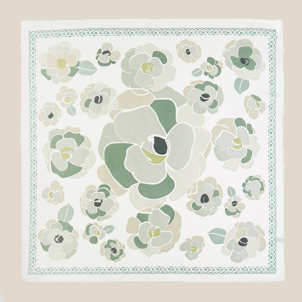 Multi Texture Flower Print Bandana Scarf