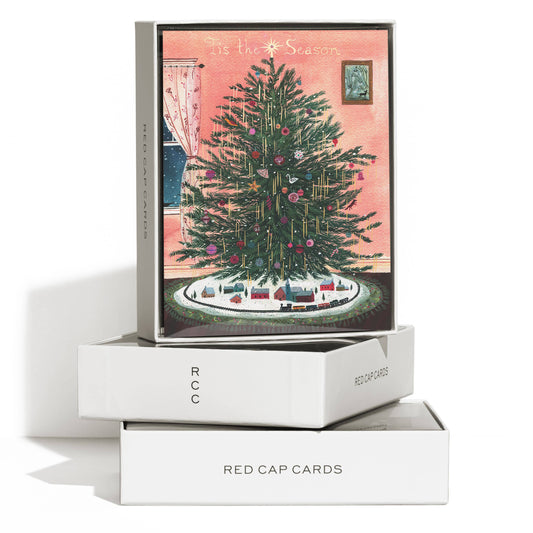 Tinsel Tree Christmas Greeting Card by Becca Stadtlander - Single or Boxed Set