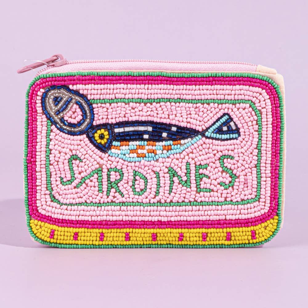Beaded Sardines Tin Novelty Coin Pouch