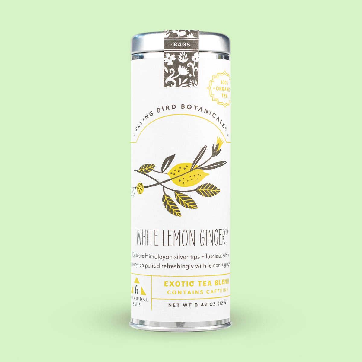 White Lemon Ginger (ORG) – 6 Tea Bag Tin