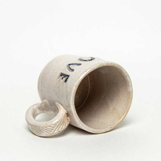 'Love' Handmade in Ohio Ceramic Stoneware Ivory 12oz Mug