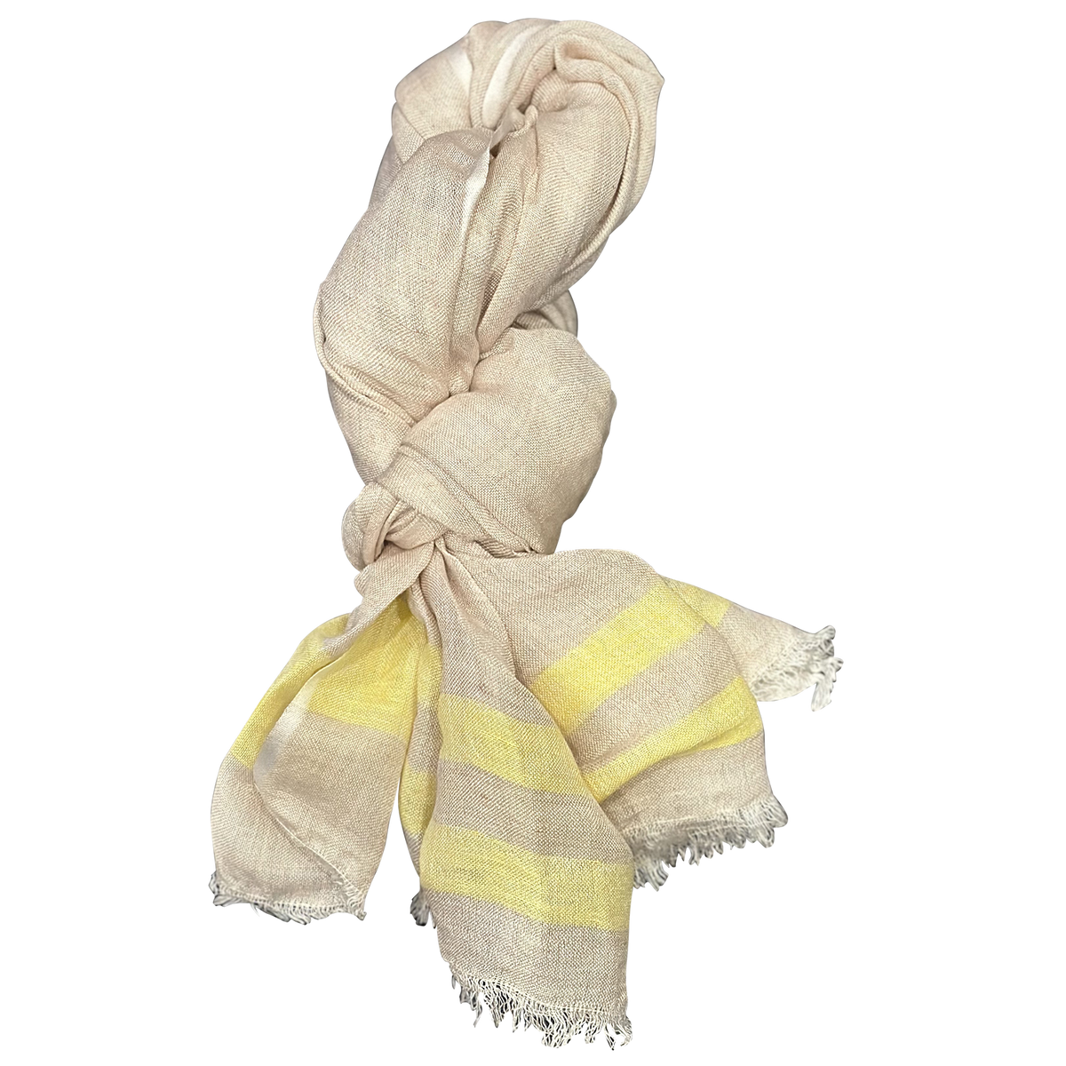 Pure Linen with Fresh Stripes Lightweight Scarf for Women
