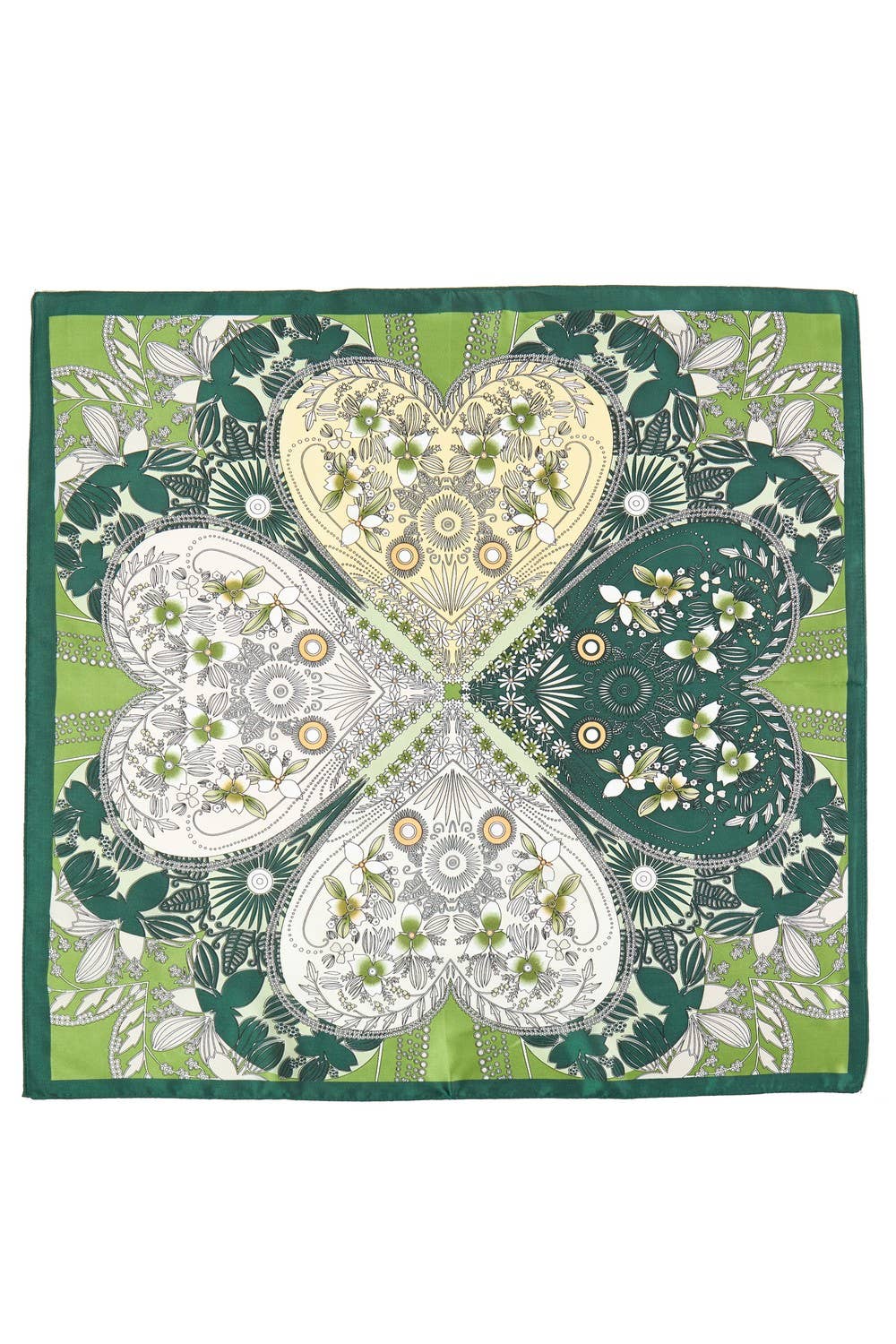Four-Leaf Clover And Flower Square Bandana Scarf
