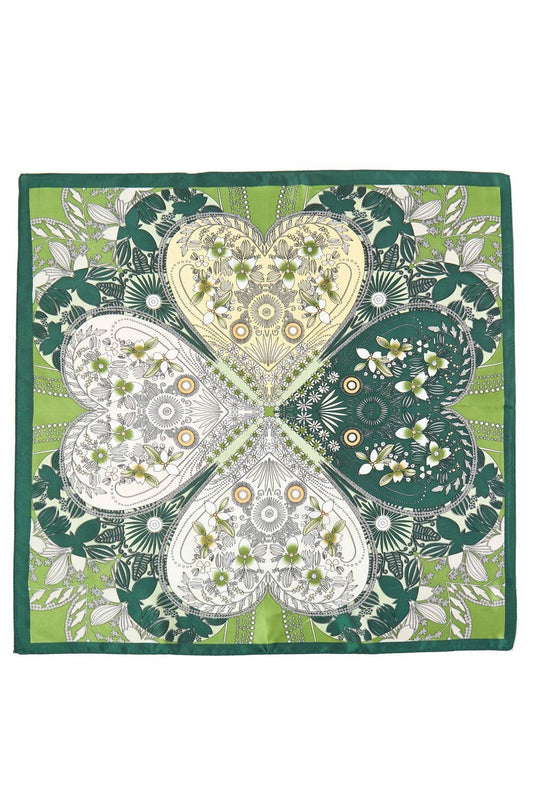 Four-Leaf Clover And Flower Square Bandana Scarf