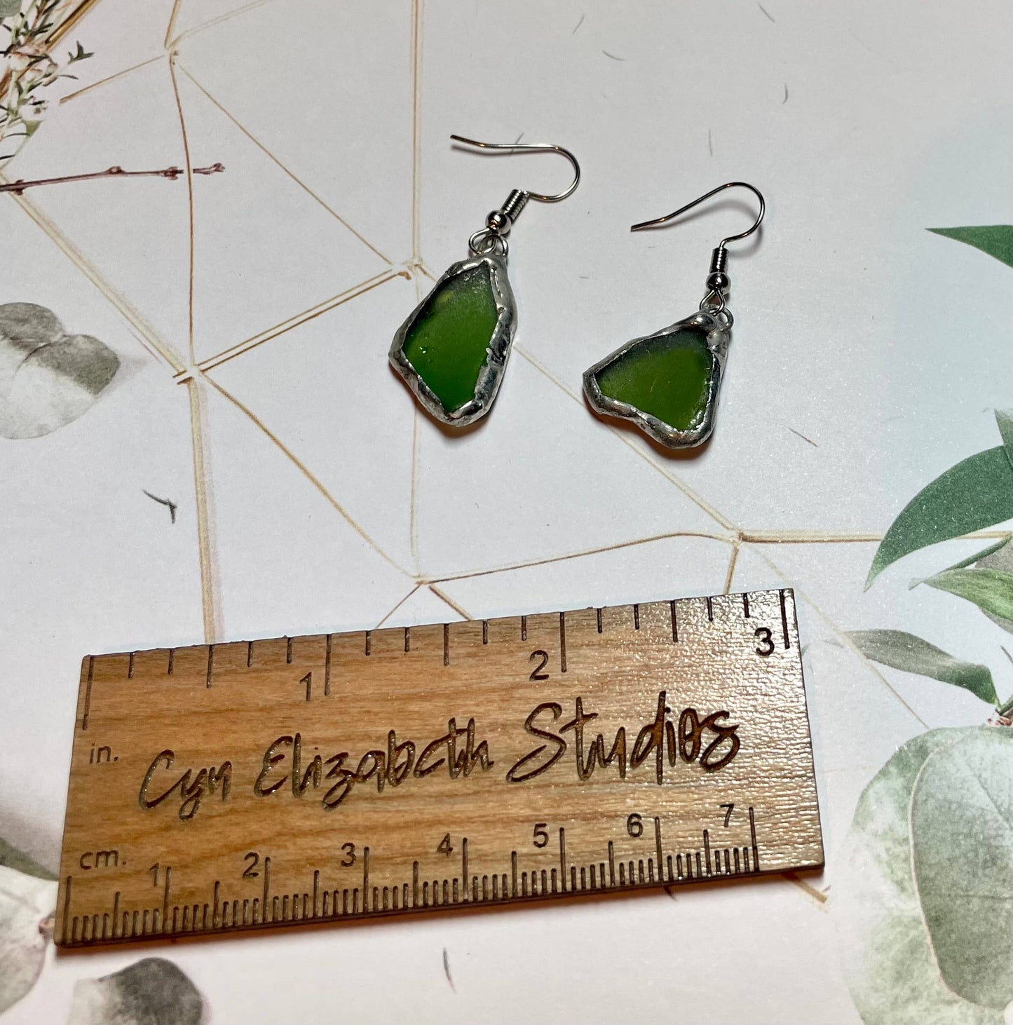 Ebb & Flow Rustic Simple Sea Glass Earrings: Carded on brown cardstock