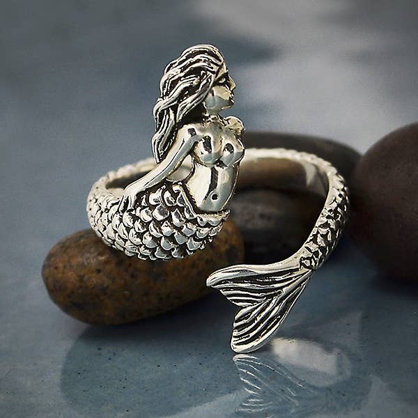 Sterling Silver or Bronze Adjustable Mermaid Ring