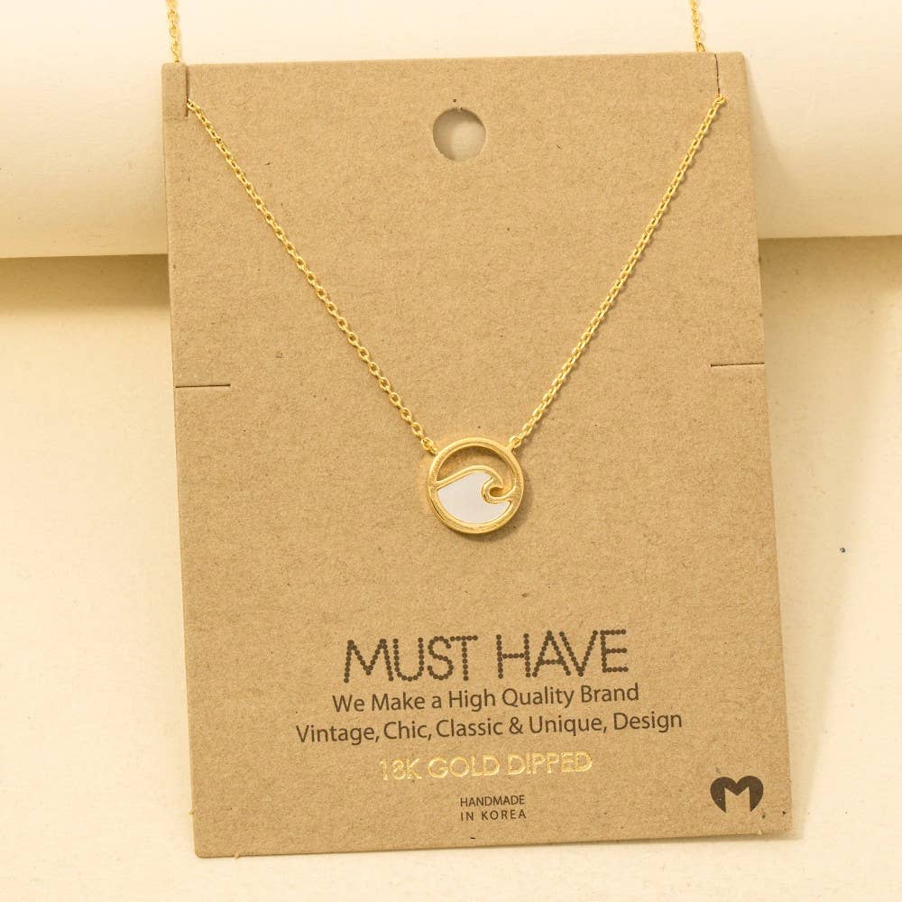 Wave Coin Pendant Necklace