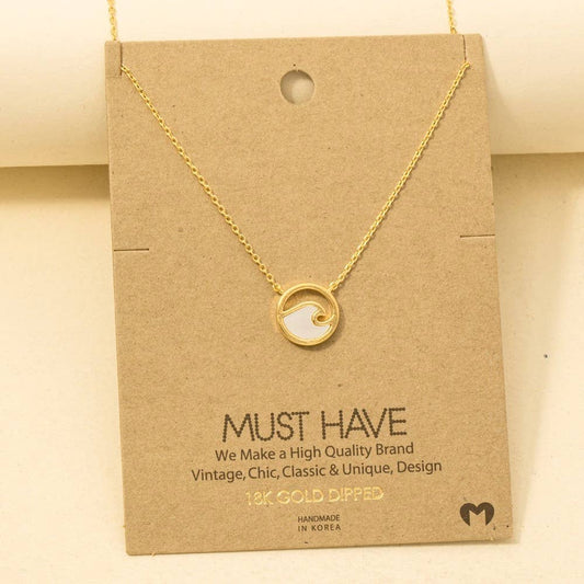Wave Coin Pendant Necklace