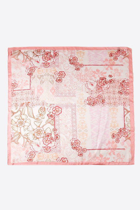 Abstract Floral Print Square Bandana Scarf
