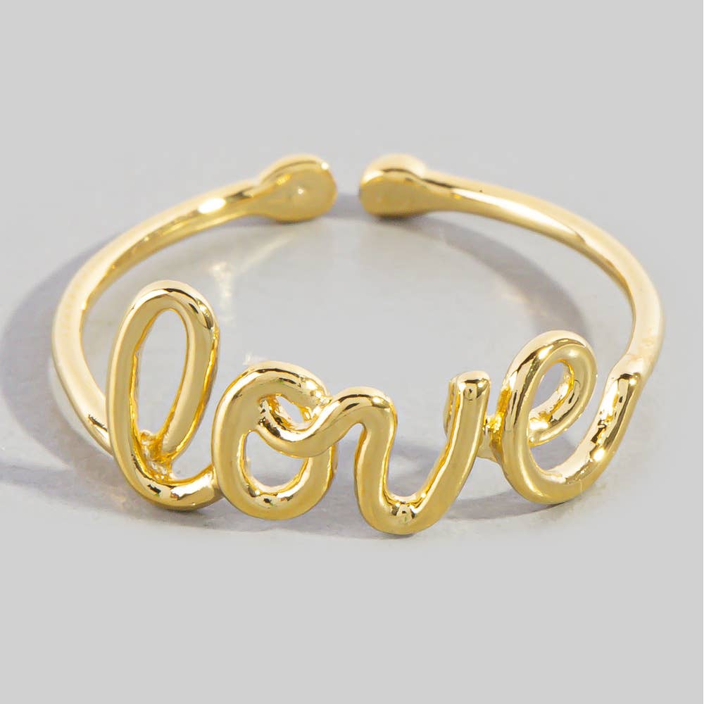 Delicate Love Script Cutout Band Ring