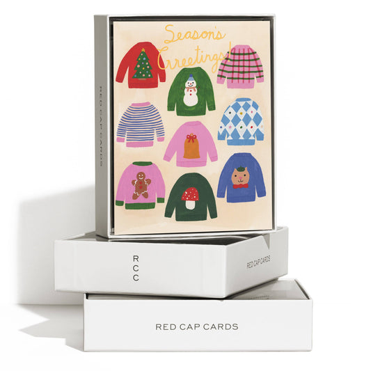 Seasonal Sweaters Christmas Greeting Card by Kate Pugsley