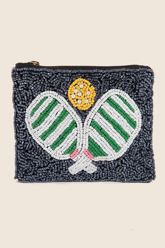 PickleBall Seed Beaded Coin Purse