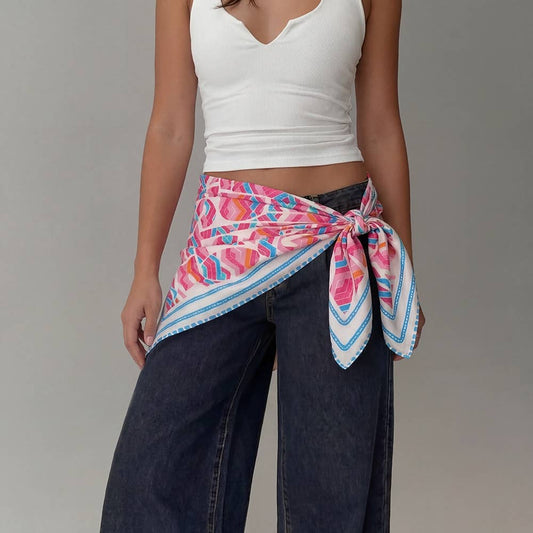 Abstract Tribal Print Square Bandana Scarf