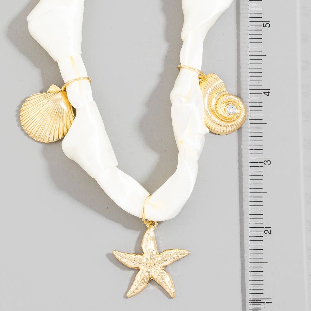 Sea Life Charms Knotted Satin Necklace