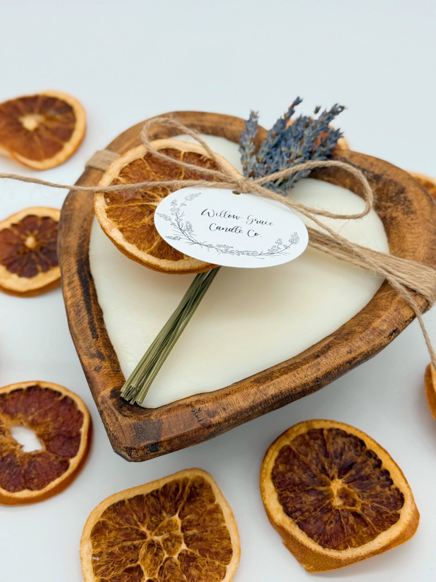 Summer Citrus Small Heart Dough Candle: Natural Stain