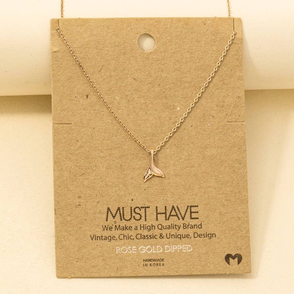 Gold Dipped Whale Tail Pendant Necklace