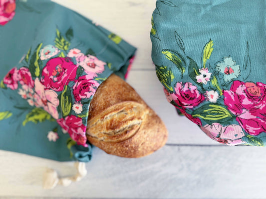 Bread Makers Set- Bowl Cover and Bread Bag- Flower Gala