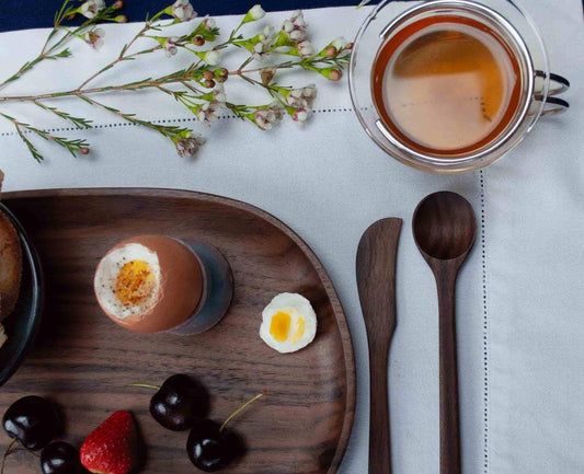 Large Walnut Pebble Tray - Wood Serving Tray