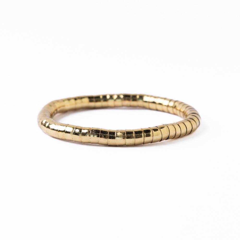 Lucille Round Bead Stretch Bracelet Brass