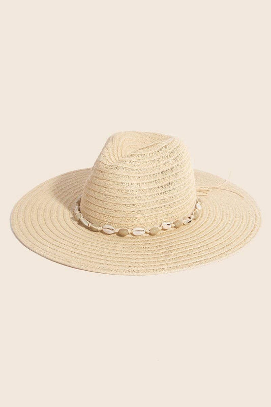 Sea Shell Floppy Straw Hat: Ivory