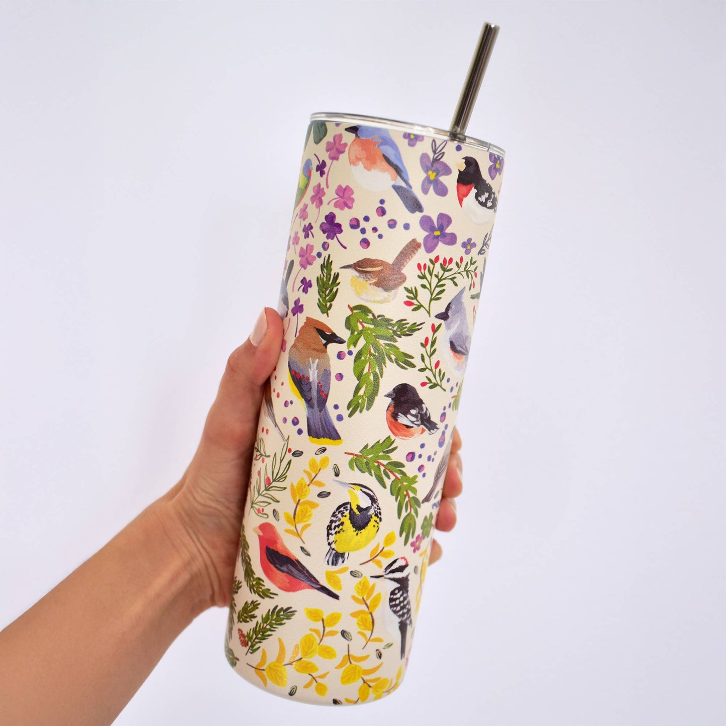 Feathered Friends Birds 20oz Stainless Steel Skinny Tumbler