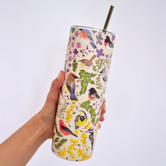 Feathered Friends Birds 20oz Stainless Steel Skinny Tumbler