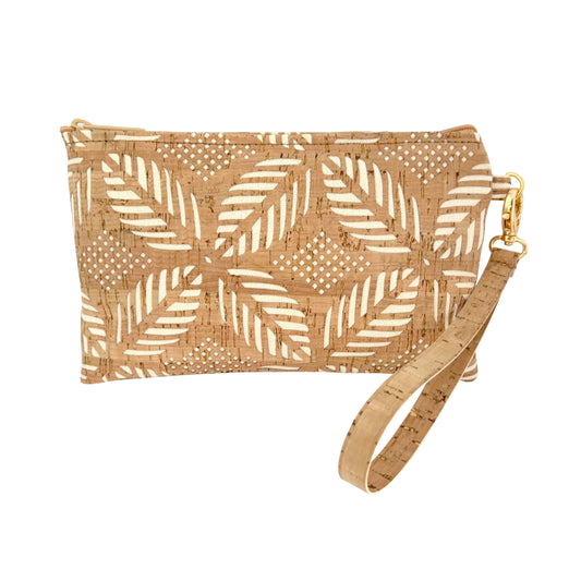 Simple Wristlet | Medium | Cream Palm Die Cut Cork