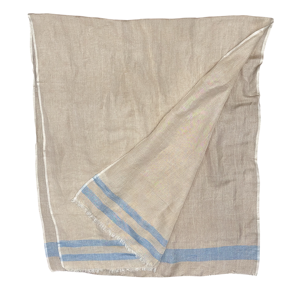 Pure Linen with Fresh Stripes Lightweight Scarf for Women