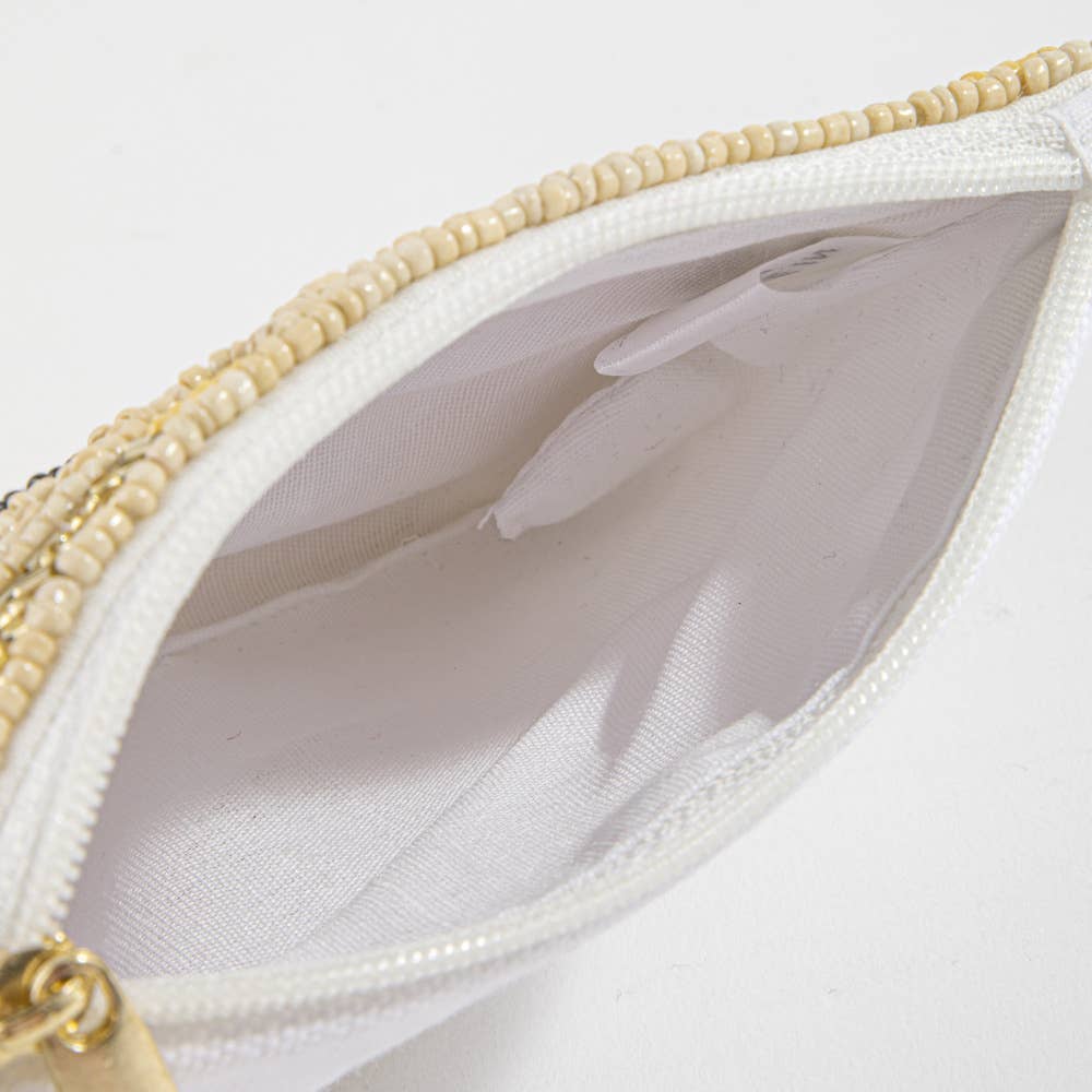 Honeycomb Bee Beaded Coin Pouch